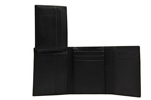 Genuine Calf Leather Men's Black Execufold w Tri-fold Wallet 18 Cards Slots (53-35)