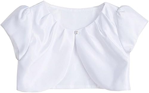 Big Girls' Girls Kids Pearl Button Sweater Flower Girl Bolero Jacket Cover Shrug White 10 (S3K1)