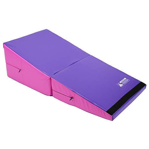 Commercial Bargains Purple/Pink Gymnastics Mat, Folding Gymnastics Cheese Wedge Mat, Gym Fitness Skill Shape Tumbling Mat for Kids Play, Home Exercise, Aerobics