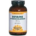 Country Life - Betaine Hydrochloride with Pepsin 600 mg. - 250 Tablets