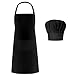 Syntus Apron Chef Hat Set, Adjustable bib Apron Baker Chef Hat Women Men, Black