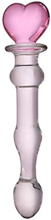 8'' Extra Smooth All Natural Crystal Glass DiID0 Bea-ds AnaaaIP-Iug Stim`ulat!on T0YS for Couples Cute Girl Style Exquisite and Beautiful Gift (Love)