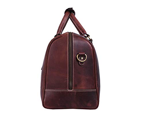 Leather Travel Duffle Bag | Gym Sports Bag Airplane Luggage Carry-On Bag By Aaron Leather (Walnut)