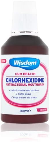 Wisdom Chlorhexidine Mouthwash Original - Alcohol Free 300ml, White, 300 ml (Pack of 1)