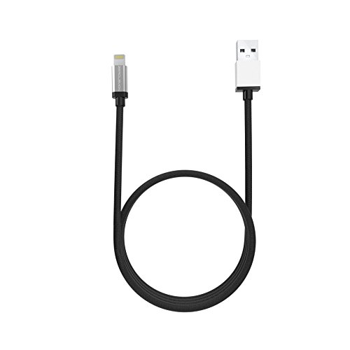 ZeroLemon Nylon Braided Lightning Cable[Apple MFi Certified], 3.2ft/1m Lightning to USB Sync Nylon Braided + Aluminum Cap Charging Cable for iPhone Xs/Xs Max/XR/ X / 8 and More – Rugged Black - Thumbnail 2