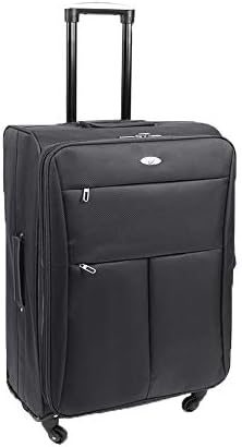 55x35x20 Cabin Case Approved Hand Carry on Ryanair Easyjet Super Lightweight 4 Wheel Spinner Luggage Suitcase Travel Trolley Cases (20" Cabin, Black)