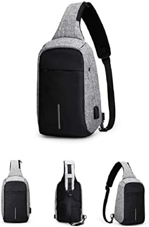 EMONO Water Resistant Anti-Theft Chest Sling Backpack with Charging Port and Multi-compartments to Load Useful Things. Randame Colour