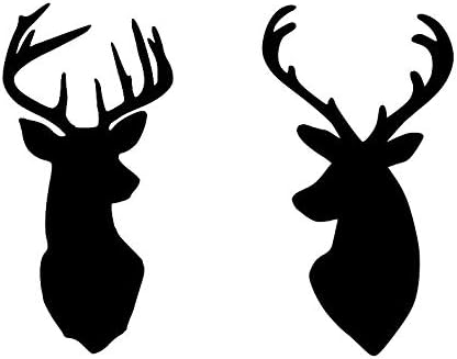 Mixed Media - 2 DEER HEADS Wildlife Hunting Silhouette 8.5