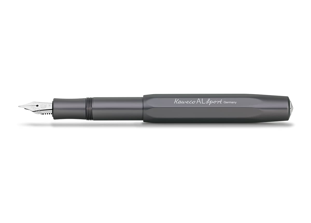 Kaweco AL SPORT Fountain Pen Anthracite I Premium Fountain Pen for Ink Cartridges 13 cm I Nib: F (Fine)