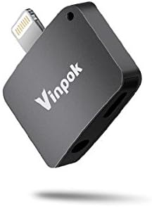 iPhone 7 Splitter, Vinpok Lightning to 3.5mm AUX Headphone Jack Adapter for iPhone 7 / 7 Plus, Lightning Splitter Audio &amp; Charge and Sync Data Compatible for iOS 9.2-11 System (Black)