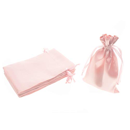 Knitial 3" x 4" Rose Gold Satin Gift Bags, Jewelry Bags, Wedding Favor Drawstring Bags Baby Shower Christmas Gift Bags 50 per Pack