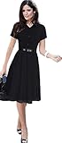 Babyonline Short Sleeve Chiffon OL Wear to Work Shirt Mini Dress (no Belted)