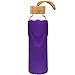 ORIGIN - Best BPA-Free Glass Water Bottle With Protective Silicone Sleeve and Bamboo Lid - Dishwasher Safe – 32 Ounce (Ultra Violet)