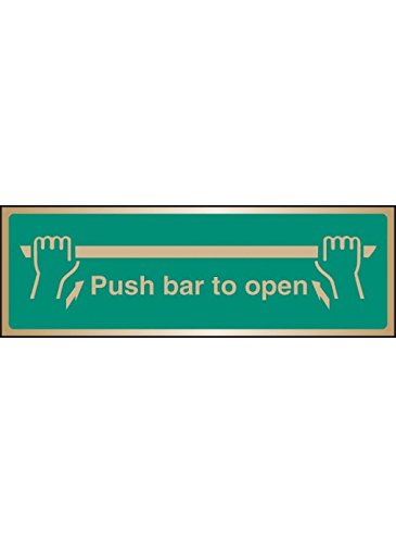 Caledonia Signs 59520 Push Bar To Open Brass Label, 300 mm x 100 mm