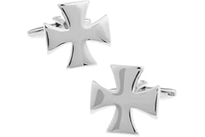 VCUFFLINKS Knights Templar Cross Design Cufflinks Silver Cuff Links