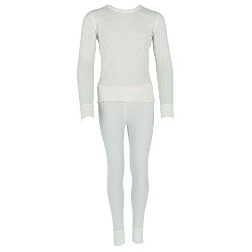 Hanes Girls Waffle Knit Thermal Set, XS, Snow White