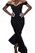 Astylish Womens Evening Dress Off Shoulder Flouncing Mermaid Formal Prom Gowns Large Black
