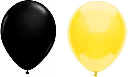 INERRA Balloons - Pack of 50 Mixed (25 x Yellow & 25 x Black) Latex 12" For Helium or Air