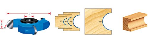 Amana Tool 971 Carbide Tipped 3-Wing Flute (Convex) 1/4 Flute x 1/8 R x 2-5/8 D x 1/4 CH x 1/2 & 3/4 Bore Shaper Cutter