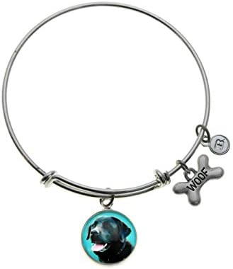 Top Dogs Black Lab Labrador Retriever Charm Silver Plated Adjustable Bangle Bracelet