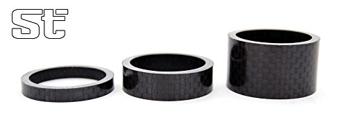 Stradalli 3k Weave Black Carbon Fiber Headset Spacer Handlebar Stem Spacer 3 Piece Set Size 1-1/8″ Road Bicycle Bike MTB Tri Triathlon TT XC CX Enduro Trail Cross Country Cyclocross