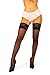sofsy Sheer Lace Thigh High Stockings for Women Sexy [Made in Italy] Womens Lingerie Black Stockings Thigh Highs 20D - M/L