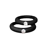 Women's Silicone Wedding Band with Rhinestone. Safe and Durable Silicone Wedding Ring for the Active Lifestyle. Set of 2 women's rings. (small and large size)