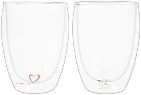 Vino Estate BODIUM GLASS Coffee Mug, Double-Wall Insulated Glass Mug, Clear Tumbler (Set of 2 - 350ml)