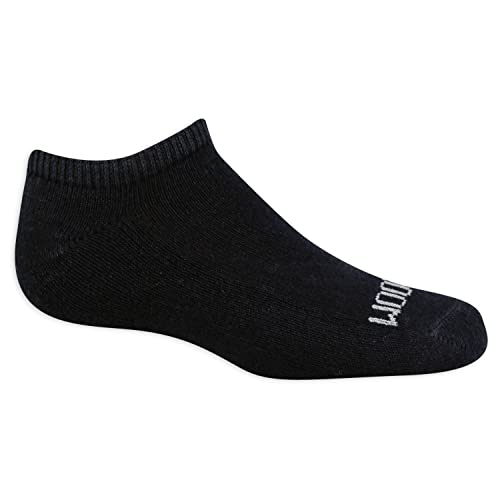 Fruit of the Loom 10 Pair Pack Dual Defense Cushioned Comfort Socks, Black 1, Boys' Shoe Size: 3-9
