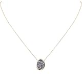 Humble Chic Women's Simulated Druzy Drop Necklace Gold-Tone Delicate Bezel Pendant