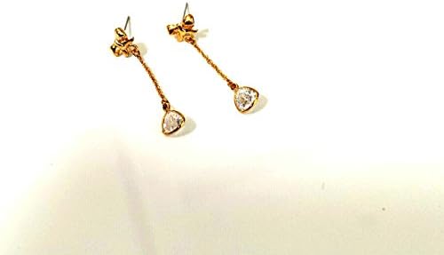 Bow Earrings Swarovsky Crystals - Gold Tone Element Bow Drop Earrings