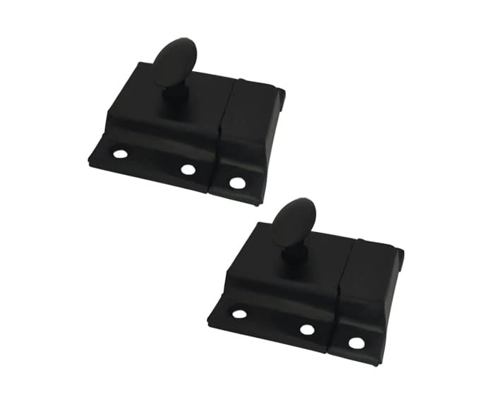 QCAA Oval Turn Cabinet Latch, for Cupboard & Other Furniture, Large, Matte Black, Made in Taiwan, 2 Pack