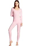 SANQIANG Women’s Exposed Waistband Thermal Underwear Set Cotton Long Johns Set Base Layer Tagless Top & Bottom