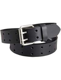 Dickies Work Belt for Men - Leather with Double Prong Buckle for Jeans and Heavy Duty Construction,Black,38