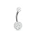 Bling Jewelry White Crystal Round Ball and Bar Style Navel Belly Ring Silver Tone Surgical Steel 14G