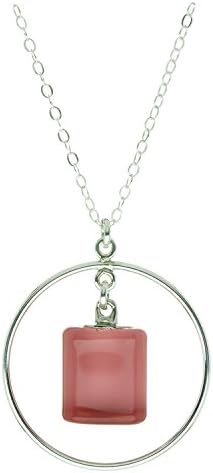Handmade Torch Lampworked Glass Hooped Pendant Necklace - Peach Echo