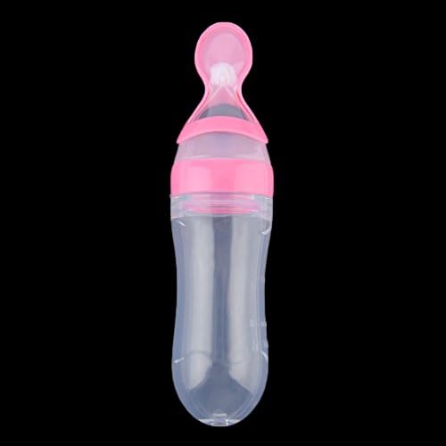 Baby Silicone Squeeze Feeding Bottle with Spoon Food Rice Cereal Feeder 90ML Fresh Milk Feeder Feeding Tools-1 Size