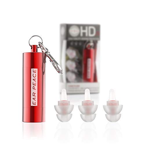 EarPeace HD Concert Ear Plugs - High Fidelity Hearing Protection for Music Festivals, DJs & Musicians (Standard, Red Case)