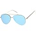 zeroUV Mirrored Oversized Aviator Sunglasses for Women and Men, Metal Frame with UV400 with Large Flat Mirror Lens 58mm (Gold/Blue Mirror)