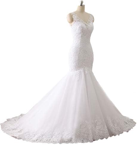 LUBridal 2019 Lace Mermaid Wedding Dresses Applique Beaded Long Sleeve Bridal Gowns Formal