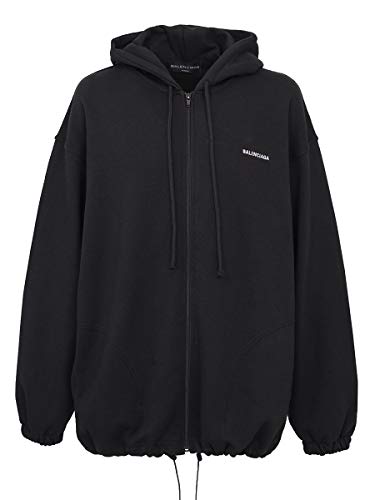 CraveLook Men's Oversized Embroidery Small Logo Zip Up Hoodie Black