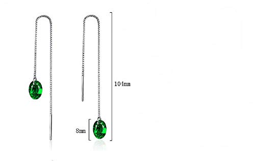 925 Sterling Silver Drop Earrings Colorful Droplet Dangle Threader Earrings for Women