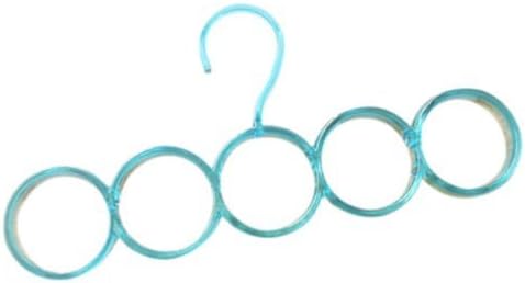 Hangers Closet Towel Drying Hook 5 Rings Hanger Holder Loop Scarf Tie Storage Closet Organiser Plastic Color Blue 1 Pcs