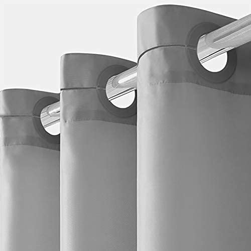 Furlinic Grey Shower Curtain Mould Proof Resistantand Waterproof Washable Extra Long Polyester Bath Curtains with Weight Tape for Wetroom 78x96 Inch.