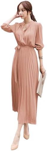 long sleeve jumper and pleated bottom dress Women's Solid Color Long Sleeve Jumperand Pleated Bottom Dress Fashion Casual Patchwork Crewneck Spring Dresses Black L