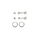 Sterling Silver 10mm Endless Cartilage Hoops, 2mm Tiny CZ & Ball Bead Stud Earrings for Women Men, 3 Pairs (Rose Gold)