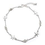 Starfish Charm Crystal Rhinestone Link Anklet