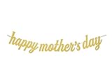Qibote Mother's Day Banner Gold Glitter Happy Mother's Day Banner for Mother's Day Party Decorations