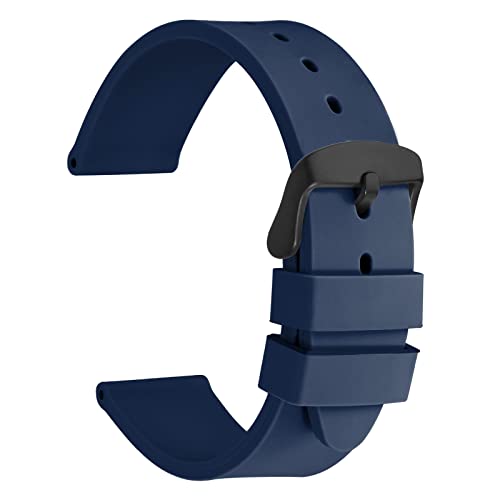 WOCCI 16mm Watch Bands - Premium Silicone Rubber Replacement Straps with Black Buckle (Dark Blue)