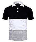 Musen Men Short Sleeve Polo Shirts Casual Cotton Modern Fit Color Block Rugby Polo T-Shirts Tops